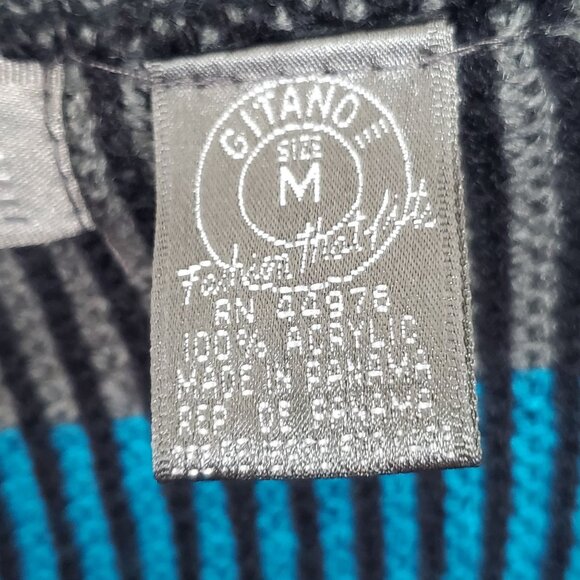 Gitano Mens M Sweater Striped Knit Acrylic Ribbed Cuff and Hem Soft 80s Vintage - Picture 9 of 10
